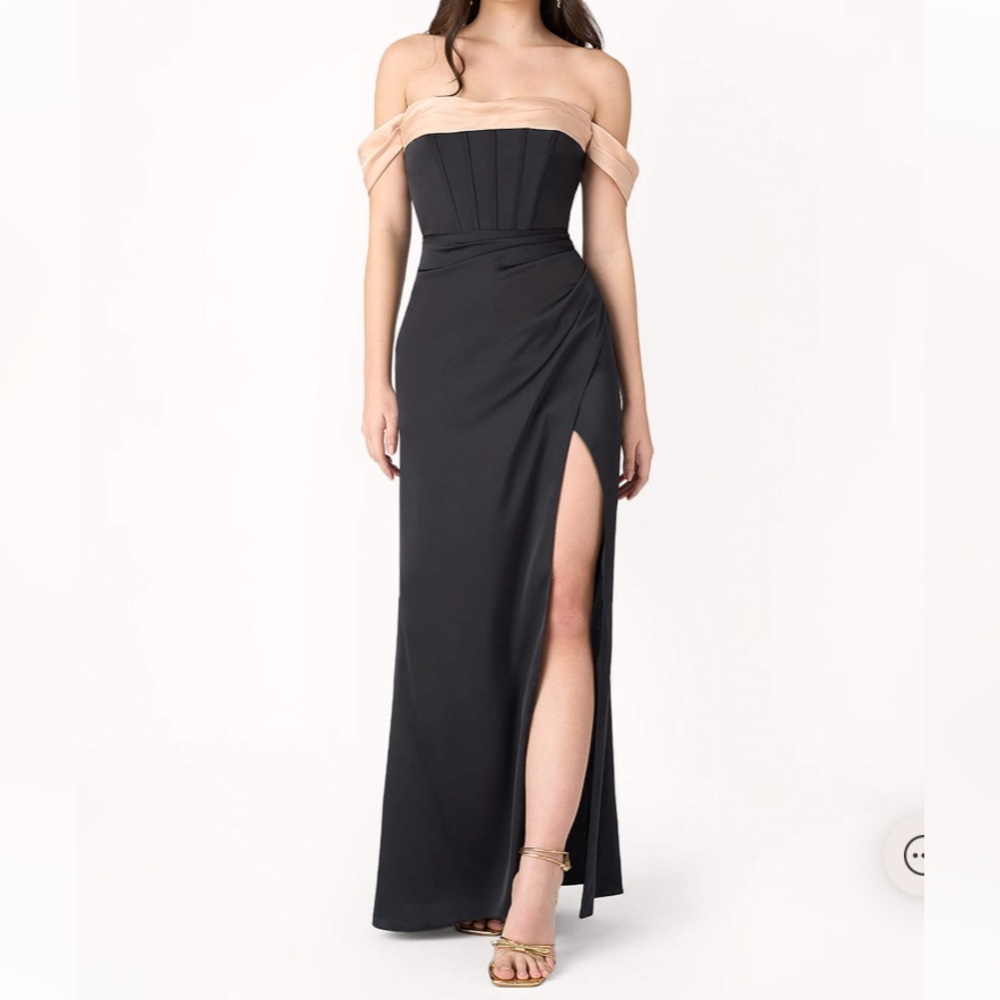 NICOLE BLACK AND BLUSH PINK CONTRAST MAXI DRESS EUC